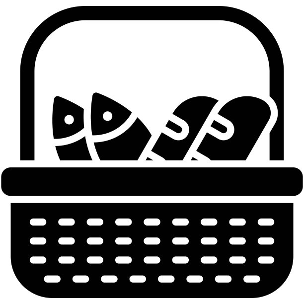 食物篮图标，圣周相关矢量插图图片下载