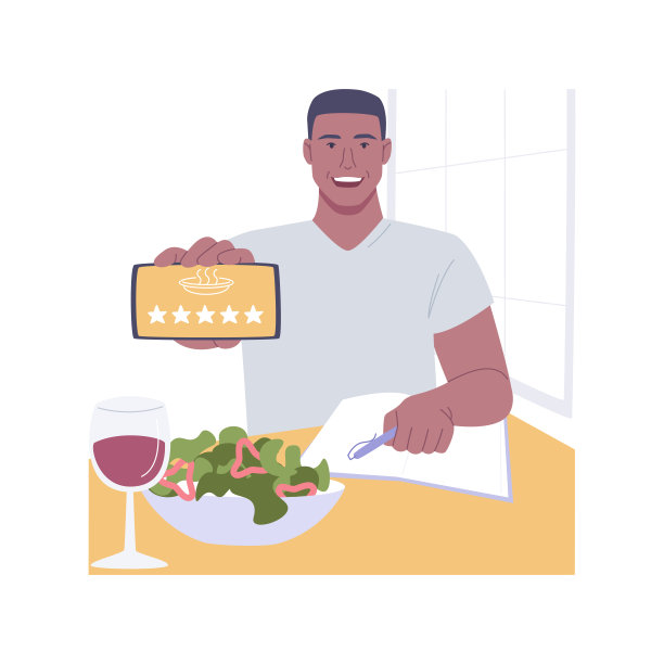 评级餐厅孤立的卡通矢量插图。图片下载