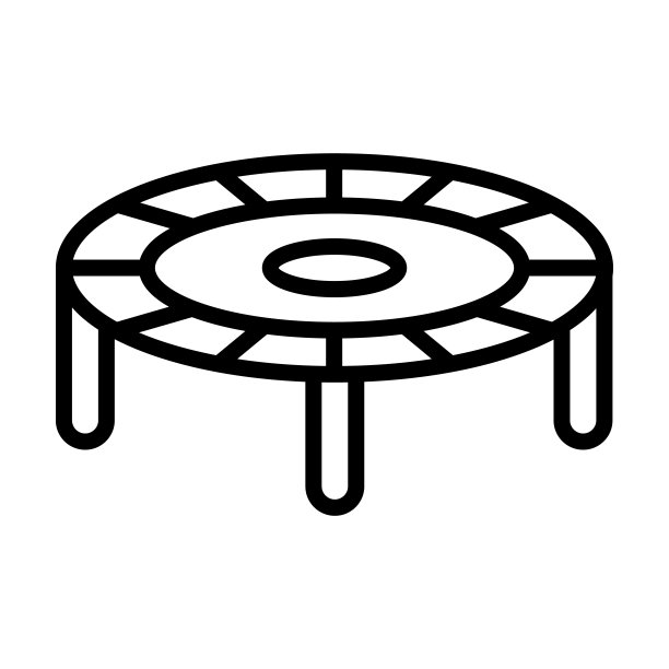 从健身房和健身收集的蹦床图标。薄线性蹦床，健身，运动轮廓图标孤立在白色背景。线矢量蹦床符号，网页和移动符号。图片下载