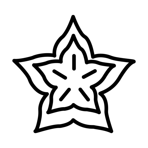 从水果和蔬菜收集杨桃图标。薄线性杨桃，水果，食品轮廓图标孤立在白色背景。线向量杨桃符号，网络和移动符号。图片下载