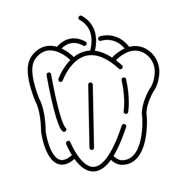 从水果和蔬菜收集的甜椒图标。薄线性灯笼椒，灯笼椒轮廓图标孤立在白色背景上。线矢量灯笼椒符号，网络和移动的符号。图片下载