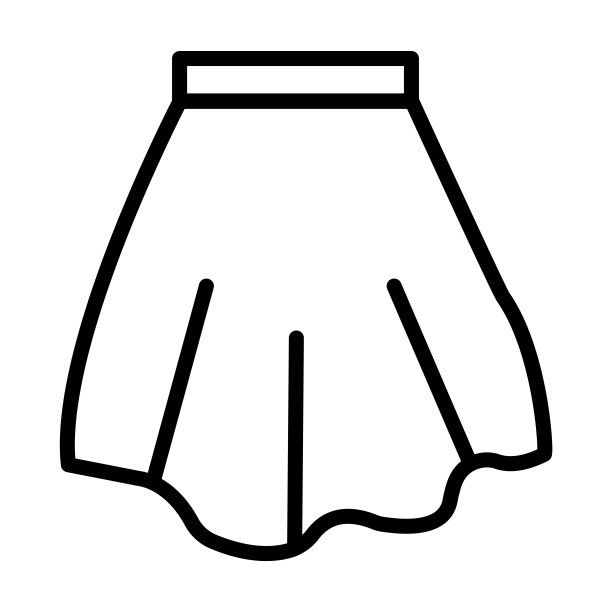 来自时尚系列的短裙图标。薄线性短裙，短裙，短裤轮廓图标孤立在白色背景上。线向量短裙符号，网络和移动符号。图片下载