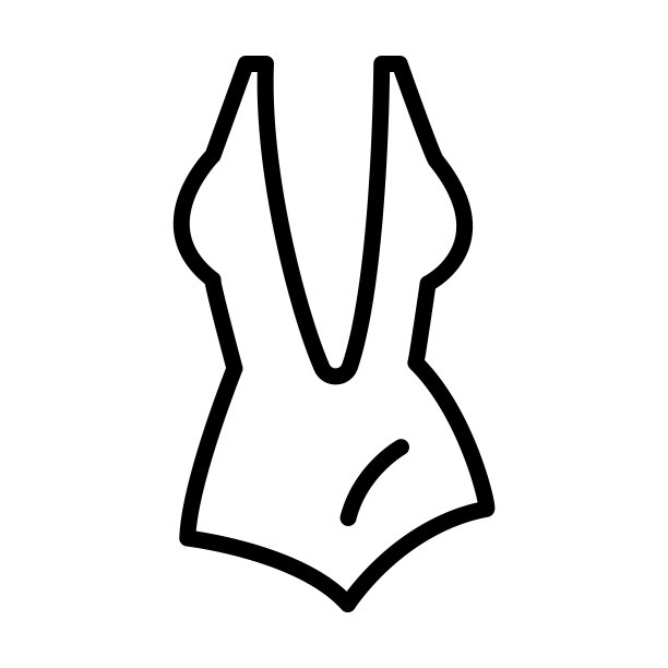 从时装收集的女性泳装图标。苗条的线性妇女泳装，内衣，泳装轮廓图标孤立在白色背景。线向量女性泳装符号，网络和移动符号。图片下载