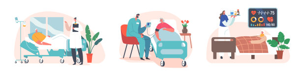 老年人住院治疗的医学观念与老年男女病员在房中躺床的关系素材图片