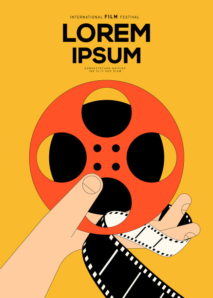 电影和电影海报设计模板背景与幻灯片图片下载