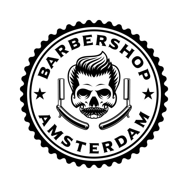 理发店标志模板与头骨图片下载