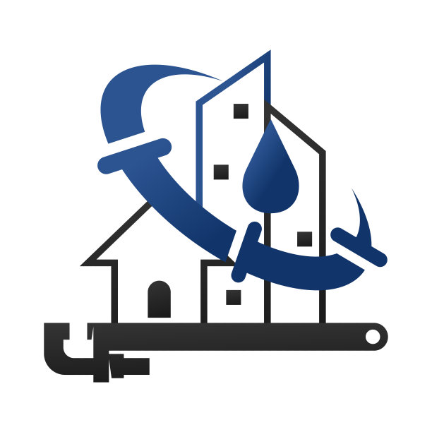 管道服务标志与房子和水滴标志图标插图品牌标识图片下载