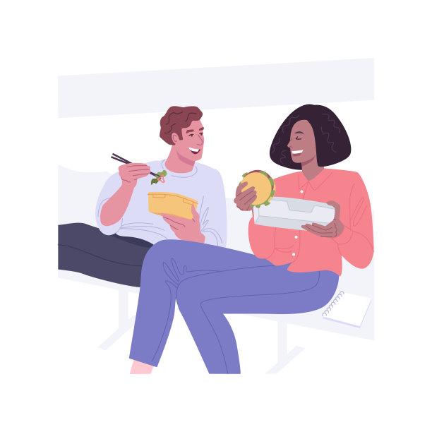 午餐时间孤立的卡通矢量插图。图片下载