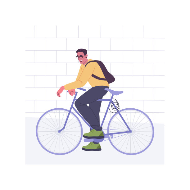 骑车工作孤立的卡通矢量插图。图片下载