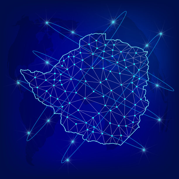 全球物流网络概念。以津巴布韦为背景的通讯网络地图。地图津巴布韦共和国与节点在多边形风格。EPS10。图片下载