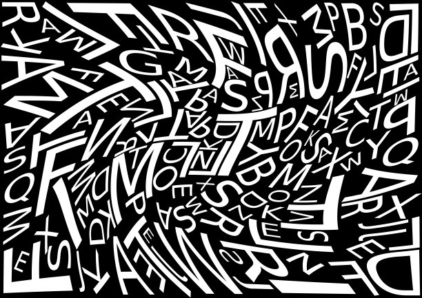 背景上散落着杂乱无章的字母图片下载