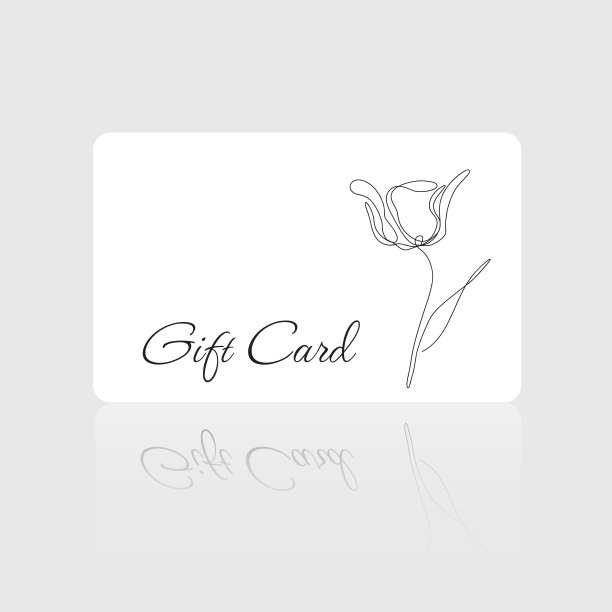 礼品卡向量模板与优雅的郁金香花在白色背景设计美容沙龙，水疗中心，按摩沙龙。礼品卡模板图片下载