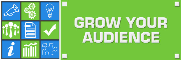 增加你的观众绿色蓝色商业符号左边网格图片下载