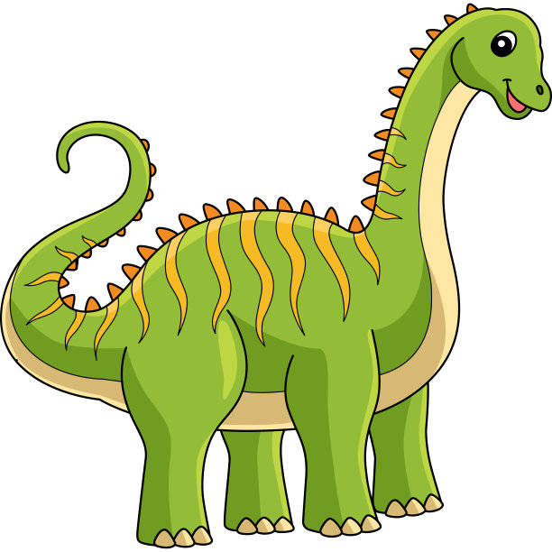 梁龙恐龙卡通彩色剪纸图片下载