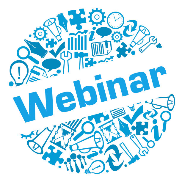 网络研讨会商业符号蓝色徽章风格图片下载