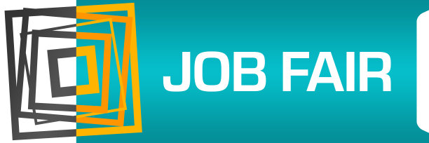 求职招聘会左文本绿松石黄色边框图片下载