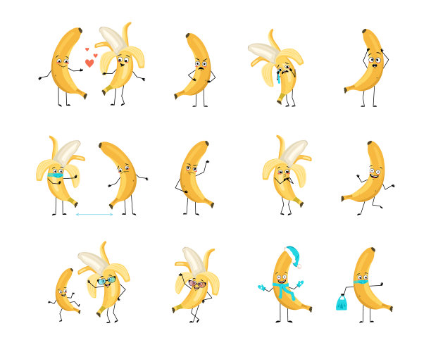 带有情绪的黄色香蕉角色图片下载