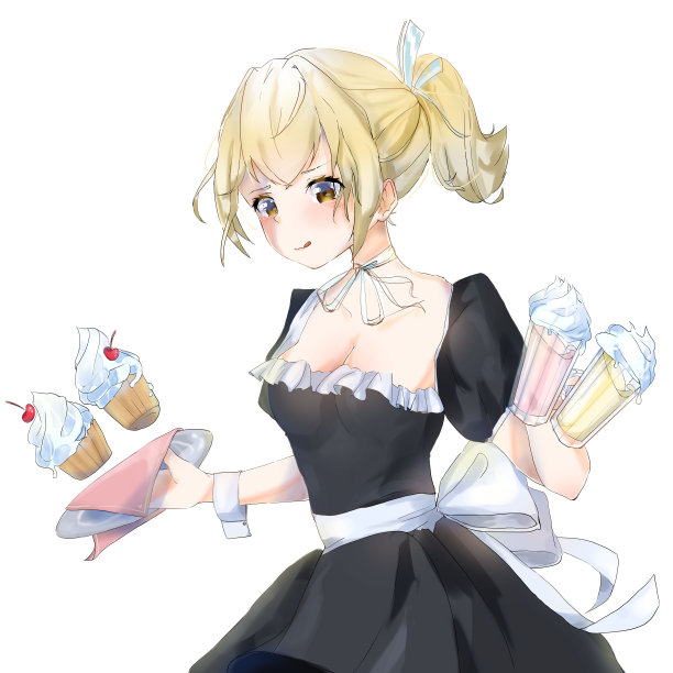 可爱的时尚动漫女孩和冰淇淋。数码插图图片下载