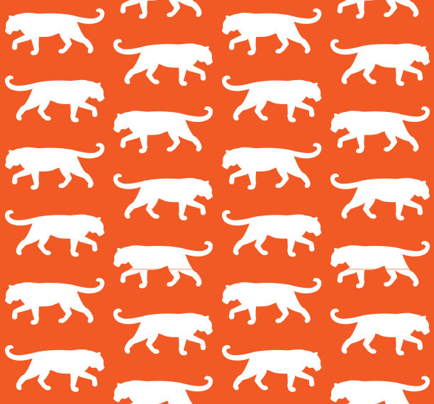 矢量无缝模式平手绘制老虎剪影图片下载