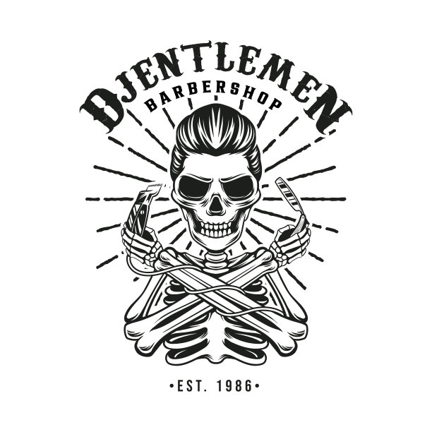 老式理发店头骨图片下载