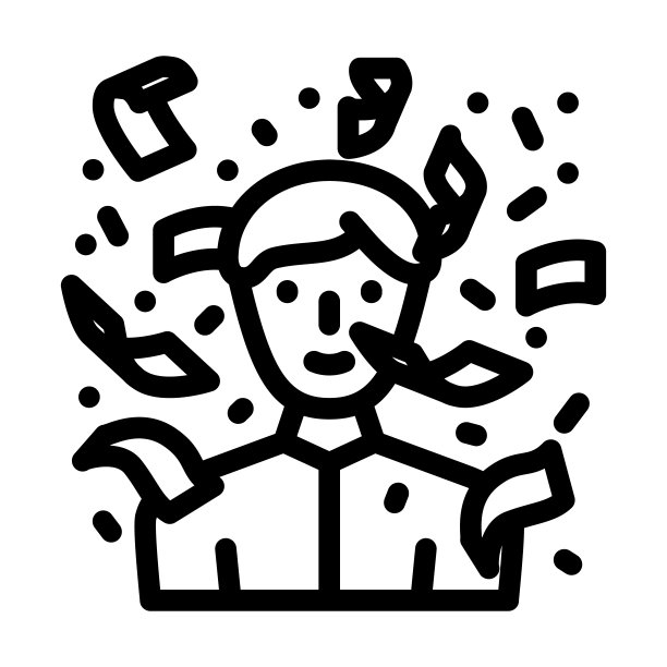 钱落财富老板线图标矢量插图图片下载