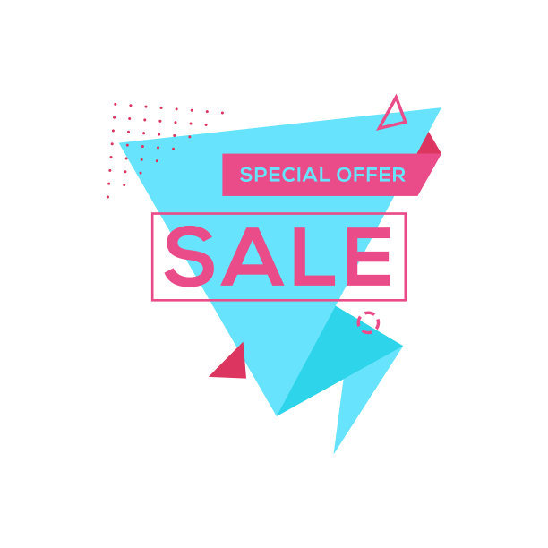 销售横幅设计模板几何折纸风格矢量插图图片下载