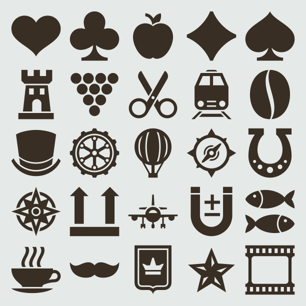 皱巴巴的复古标签矢量图标。棕色小胡子，西装和时髦的大礼帽。图片下载