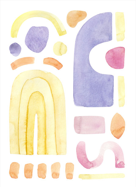 抽象手绘波西米亚造型画，现代粉彩画。有趣和创造性的彩色几何形状图片下载