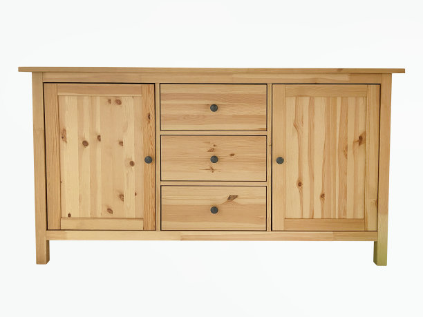 木制家具梳妆台孤立在白色背景上(剪切路径)图片下载