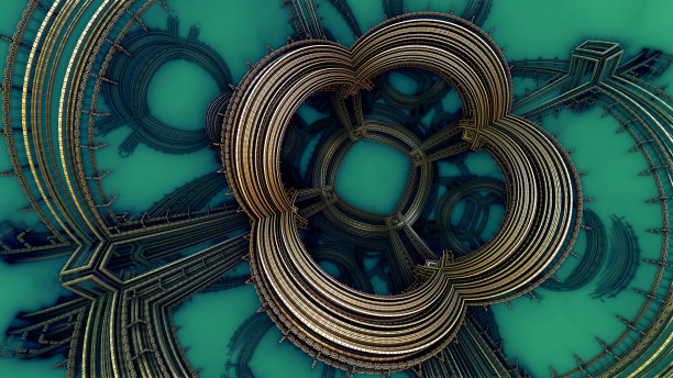 抽象的3D背景，梦幻般的古代文明建筑图片下载