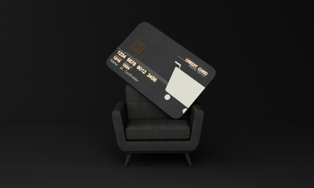 在豪华扶手椅黑色背景与复制空间3d渲染的银行信贷上的豪华扶手椅黑色背景模型在线设计的金融机会概念图片下载