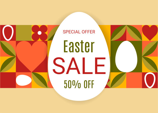 复活节销售横幅模板。图片下载