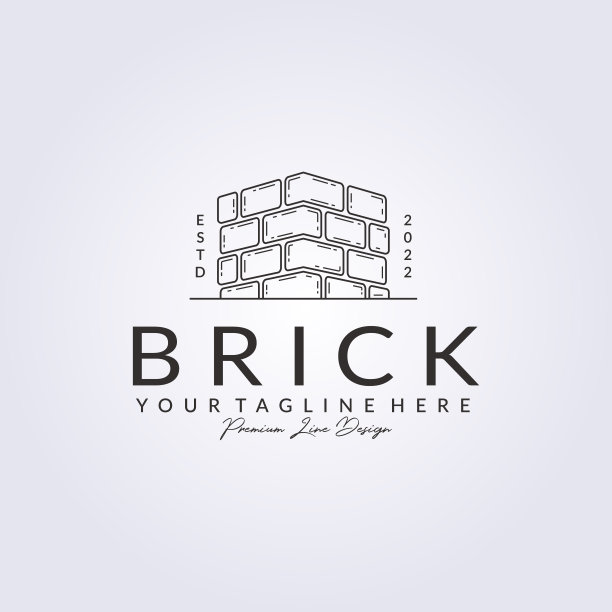 线堆堆砖标志矢量插图设计简单复古线性模板设计图片下载