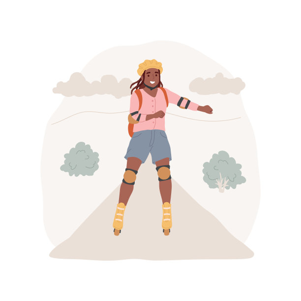 轮滑卡通矢量插图图片下载