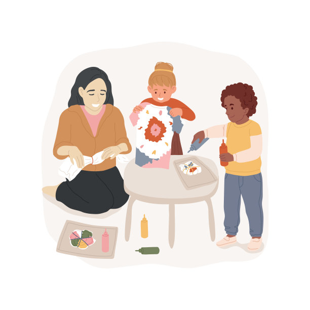 扎染孤立卡通矢量插图图片下载