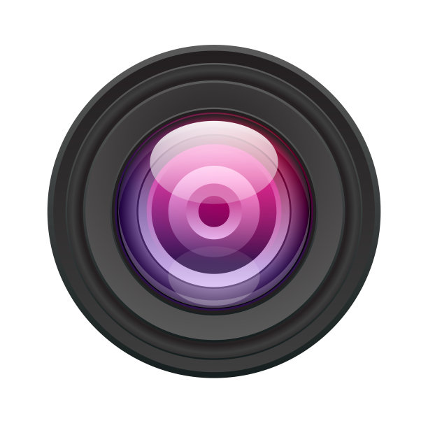 相机镜头图标孤立在白色背景向量插图。图片下载