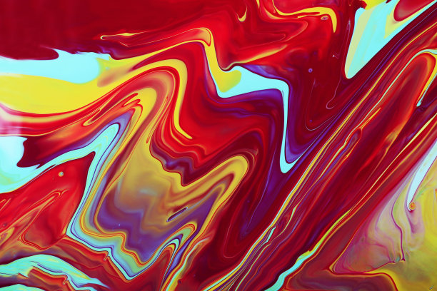 明亮的多色大理石背景。混合指甲油，化妆概念。美丽的液体指甲油污渍。流动的艺术，倾注绘画技法。水平条幅，可以作为聊天的背景。图片下载