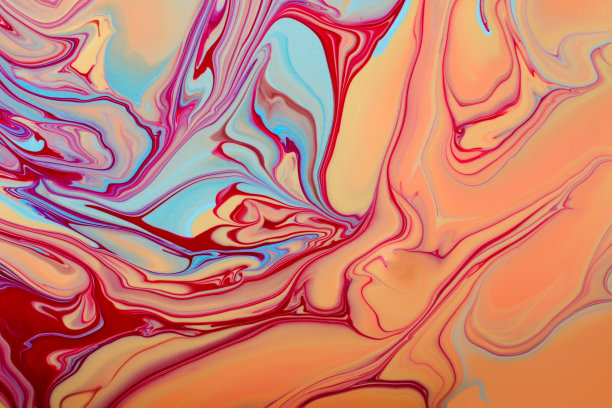 创造性的蜡笔大理石背景与抽象污渍。混合液体指甲油。现代化妆背景。流体艺术技巧。副本的空间。倾注绘画艺术作品。微距摄影。水平的旗帜。图片下载