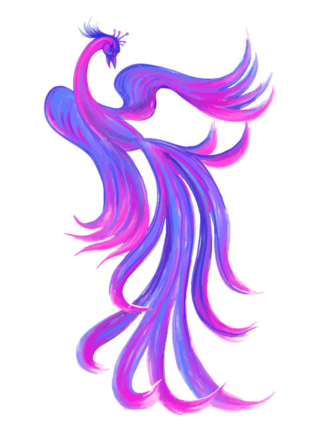 矢量水彩笔刷绘画幻想彩色飞鸟图片下载