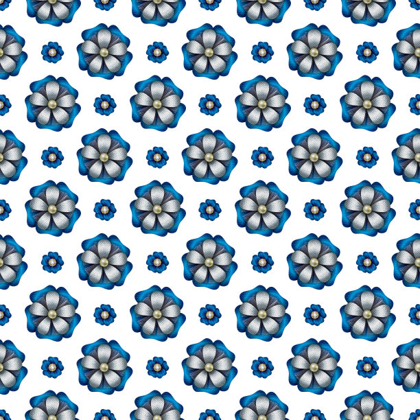 由牛仔布纤维制成的无缝抽象花图案。图片下载