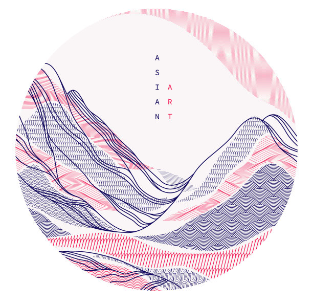 自然艺术东方日本风格矢量抽象背景的圆形，像水的形状和纹理线流动。图片下载