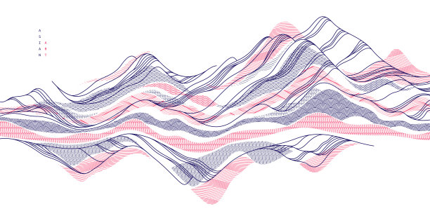 东方日本风格矢量抽象插图，亚洲传统风格的背景，波浪形状和山脉地形，run like sea lines。图片下载
