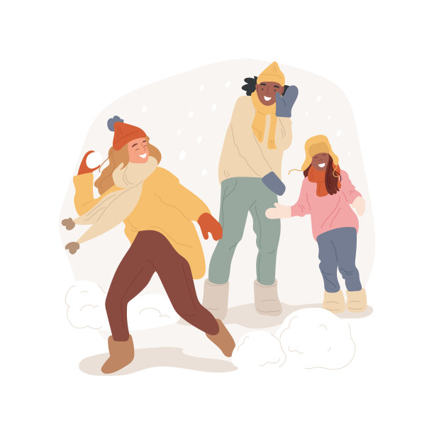 玩雪球孤立的卡通矢量插图图片下载