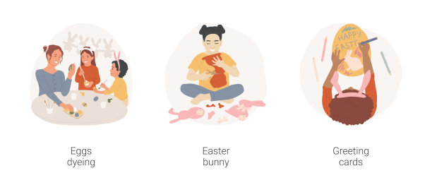 复活节工艺品孤立的卡通矢量插图集。图片下载