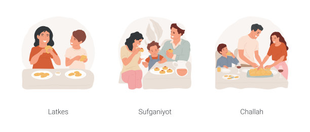 光明节传统食品孤立卡通矢量插图集。图片下载