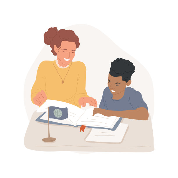 外语导师卡通矢量插图图片下载