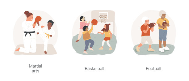 学校体育选修课孤立卡通矢量插图集。图片下载