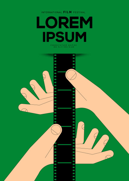 电影和电影海报设计模板背景与幻灯片图片下载