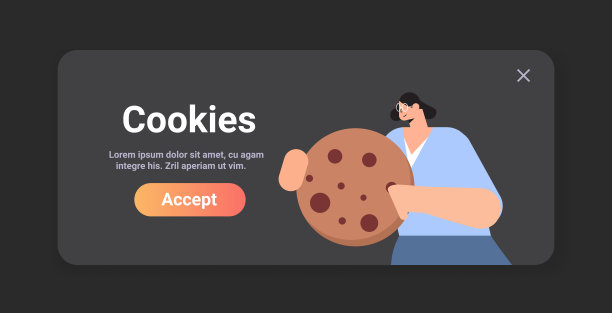 女商人手持cookie保护个人信息Internet web弹出我们使用cookie策略通知图片下载
