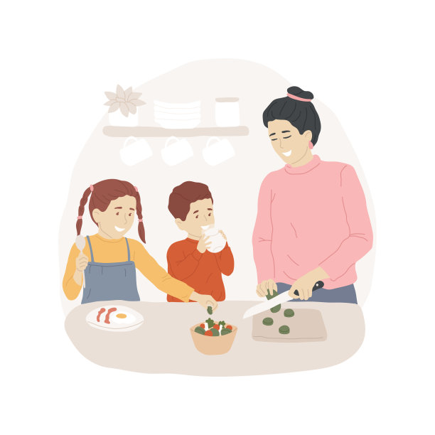 制作早餐的卡通矢量素材图片下载